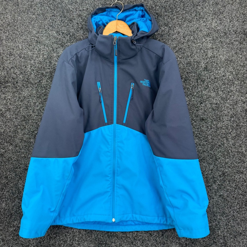 The North Face Mens XL Blue Two Tone Hooded Insulated Softshell Jacket Ripstop
